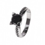 Ring white gold with black diamonds